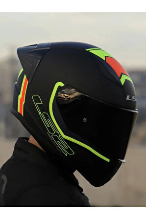 Rapıd 2 Race Extra Mat Neon Sarı-navy Mavi Kask Spoıler Siyah Cam