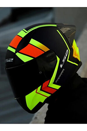 Rapıd 2 Race Extra Mat Neon Sarı-navy Mavi Kask Spoıler Siyah Cam