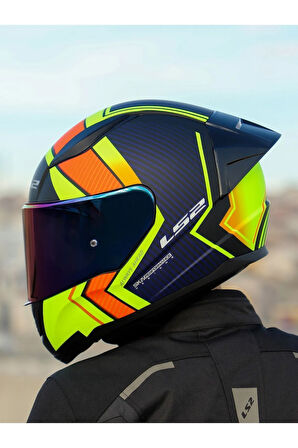 RAPID 2 RACE EXTRA MAT NEON SARI-NAVY MAVİ KASK