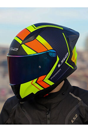 RAPID 2 RACE EXTRA MAT NEON SARI-NAVY MAVİ KASK