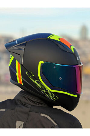 RAPID 2 RACE EXTRA MAT NEON SARI-NAVY MAVİ KASK