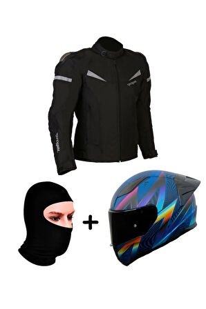 MONT SİYAH-ANTRASIT+RAPID 2 RACE OPTIK MAT MAVİ-MOR KASK+Prohel Balaklava