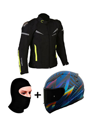 PROHEL COLOMBIA MONT SİYAH-SARI+RAPID 2 OPTIK MAT MAVİ-MOR KASK+Prohel Balaklava