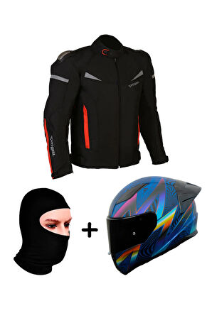 PROHEL COLOMBIA MONT SİYAH-KIRMIZI+RAPID 2 RACE OPTIK MAT MAVİ-MOR KASK+Prohel Balaklava