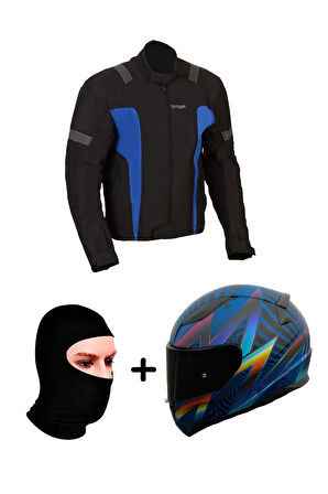 Prohel Gambıa Mont Siyah-Mavi+RAPID 2 OPTIK MAT MAVİ-MOR KASK+Prohel Balaklava Yazlık