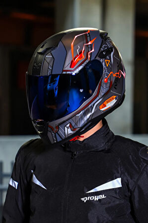 Sx.100 Gıgabot Mat Gri-kırmızı Kask