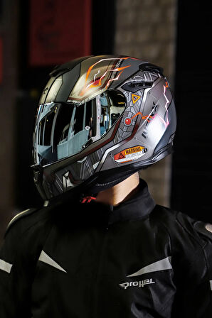 Sx.100 Gıgabot Mat Gri-kırmızı Kask
