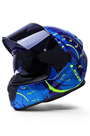 LS2 STREAM EVO TACHO MAVİ-NEON SARI KASK