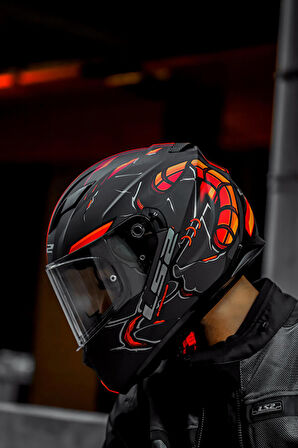 LS2 STREAM EVO ZUKO MAT SİYAH-TURUNCU KASK
