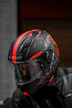 LS2 STREAM EVO ZUKO MAT SİYAH-TURUNCU KASK