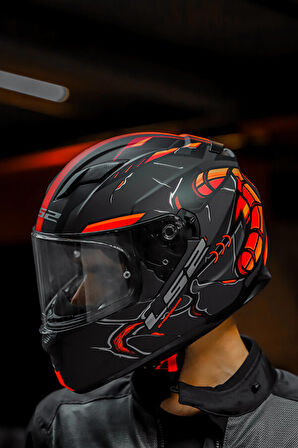 LS2 STREAM EVO ZUKO MAT SİYAH-TURUNCU KASK