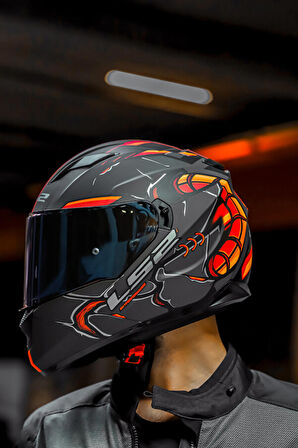 LS2 STREAM EVO ZUKO MAT SİYAH-TURUNCU KASK