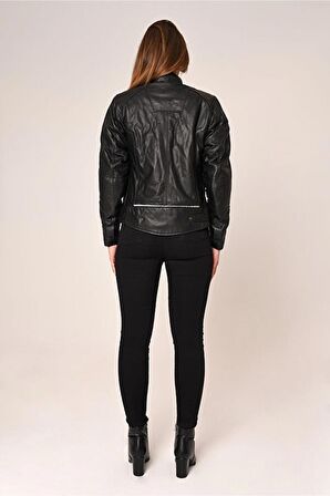 VEXO MOTO DERİ KADIN MONT SİYAH