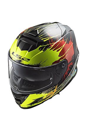 LS2 STORM 2 DROP SİYAH-SARI-KIRMIZI KASK