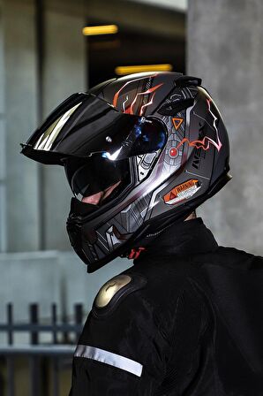 NEXX SX.100 GIGABOT MAT GRİ-KIRMIZI KASK