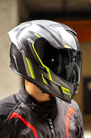 NEXX SX.100R GRIDLINE MAT GRİ-NEON SARI KASK