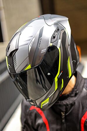 NEXX SX.100R GRIDLINE MAT GRİ-NEON SARI KASK