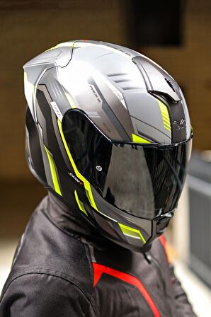 NEXX SX.100R GRIDLINE MAT GRİ-NEON SARI KASK