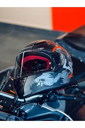LS2 RAPID CIRCLE MAT TITANIUM-TURUNCU KASK