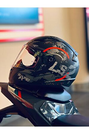 LS2 RAPID CIRCLE MAT TITANIUM-TURUNCU KASK
