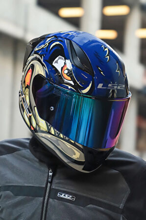RAPID 2 SPOX MAVİ-GRİ KASK + SPOILER