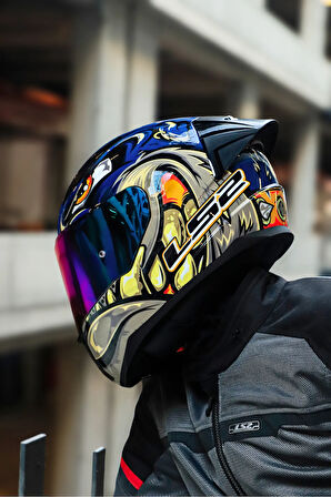 RAPID 2 SPOX MAVİ-GRİ KASK + SPOILER