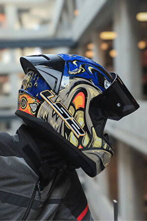 RAPID 2 SPOX MAVİ-GRİ KASK + SPOILER