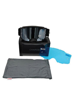 Charger Goggles Motokros Gözlük (IRIDIUM CAMLI) Siyah