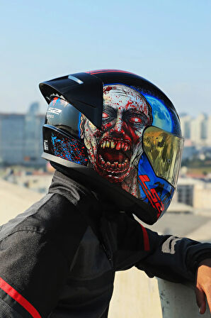 RAPID 2 RACE ZOMBIE SİYAH-KIRMIZI KASK