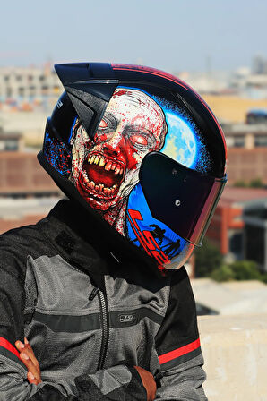 RAPID 2 RACE ZOMBIE SİYAH-KIRMIZI KASK