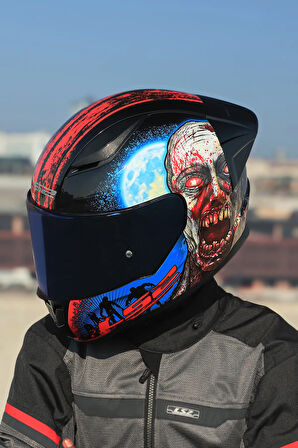 RAPID 2 RACE ZOMBIE SİYAH-KIRMIZI KASK