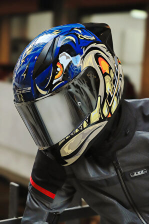 RAPID 2 SPOX MAVİ-GRİ KASK + SPOILER