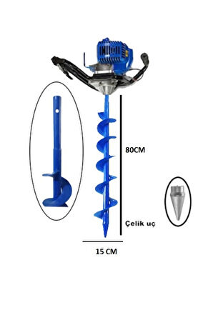 Motorlu Toprak Burgu Aparatı 15x80cm