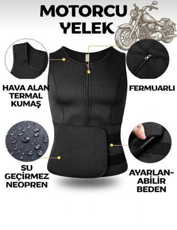 Motosiklet Göğüs ve Bel Rüzgar ve Soğuk Korumalı Bel Korseli Soğuk Geçirmez Termal Motorcu Yelek