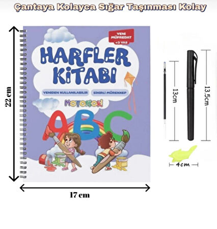 Motossori Harfleri/ Sayıları ve Çizmeyiöğreten Kabartmalı 3'lü Kitap Büyük Boy