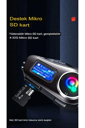 Q58-Max Radyolu 2 Kişi Bağlantılı Bluetooth Kask Kulaklık Ekranlı Fenerli Müzik Ve Telsiz Intercom