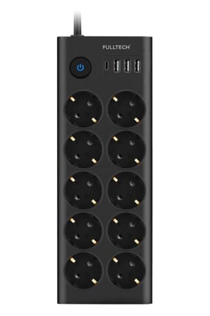 Fulltech Ftr14 Type-C Girişli Akım Korumalı 10’Lu Priz, 3 Usb