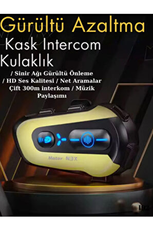 N3X Rgb Işıklı Intercom 3 Kişi Bağlantılı 1000Mah Motosiklet Bluetooth Kulaklık Seti
