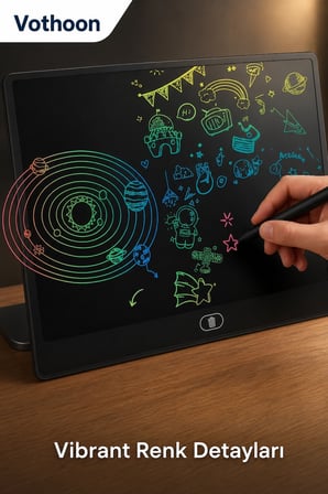20 Inc Renkli Lcd Grafik Dijital Kalemli Çizim Tableti Yazı Tahta Not Yazma Eğitim Tableti Siyah
