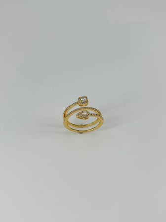 Ayarlanabilir Zirkon Taşlı Pirinç Bijuteri Yüzük - Yz0140-1