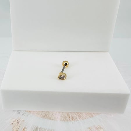 Zirkon Taşlı Uç Kısmı : Pirinç Kıkırdak Bar Uzunluğu : 6 Mm / Bar Kalınlığı 0.8 Mm / Top Boyu 3 Mm -