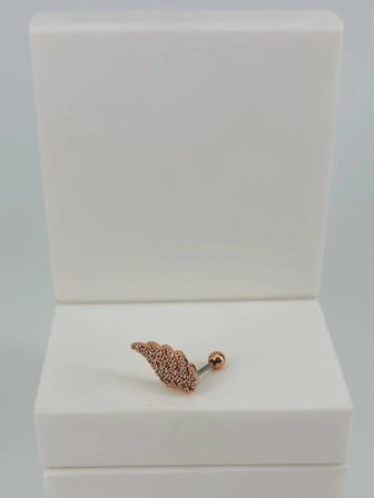 Rose Zirkon Taşlı Uç Kısmı : Pirinç Kıkırdak Bar Uzunluğu : 6 Mm / Bar Kalınlığı 0.8 Mm / Top Boyu 3