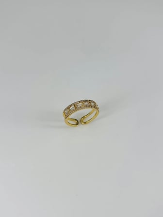Ayarlanabilir Zirkon Taşlı Pirinç Bijuteri Yüzük - Yz0192-1