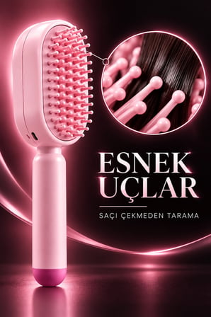 Elektrikli Spreyli Saç Tarağı 300 Mah Type‑C Şarjlı İnce Spreyli Antistatik Bakım Fırçası Pembe