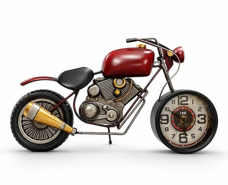 Motosiklet Tasarımlı Metal Duvar Saati Alk5791