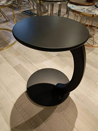 MERCAN MOBİLYA Tekerlekli Yan C sehpa  siyah