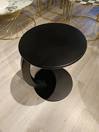 MERCAN MOBİLYA Tekerlekli Yan C sehpa  siyah