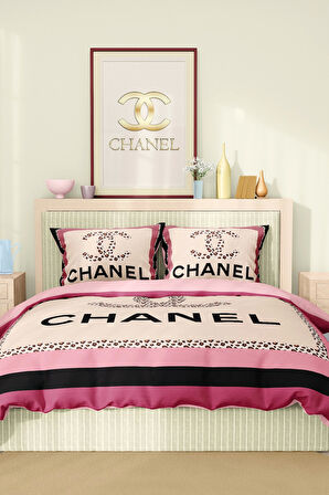Marka Nevresim Takımı Çift Kişilik Pamuklu Saten Kumaş 6 Parça 3D Dijital Baskı Duvet Cover Set