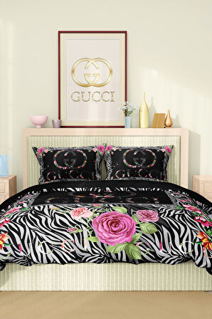 Marka Nevresim Takımı Çift Kişilik Pamuklu Saten Kumaş 6 Parça 3D Dijital Baskı Duvet Cover Set