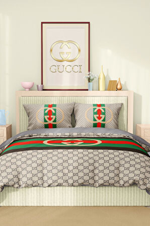 Marka Nevresim Takımı Çift Kişilik Pamuklu Saten Kumaş 6 Parça 3D Dijital Baskı Duvet Cover Set